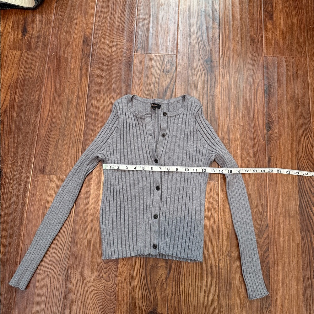 Quince Gray Ribbed Button-Front Cardigan - Picture 6 of 6